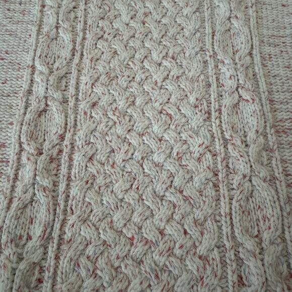 Talbots Cable Knit sweater cream with flecks in shades of pink size medium - Picture 5 of 11